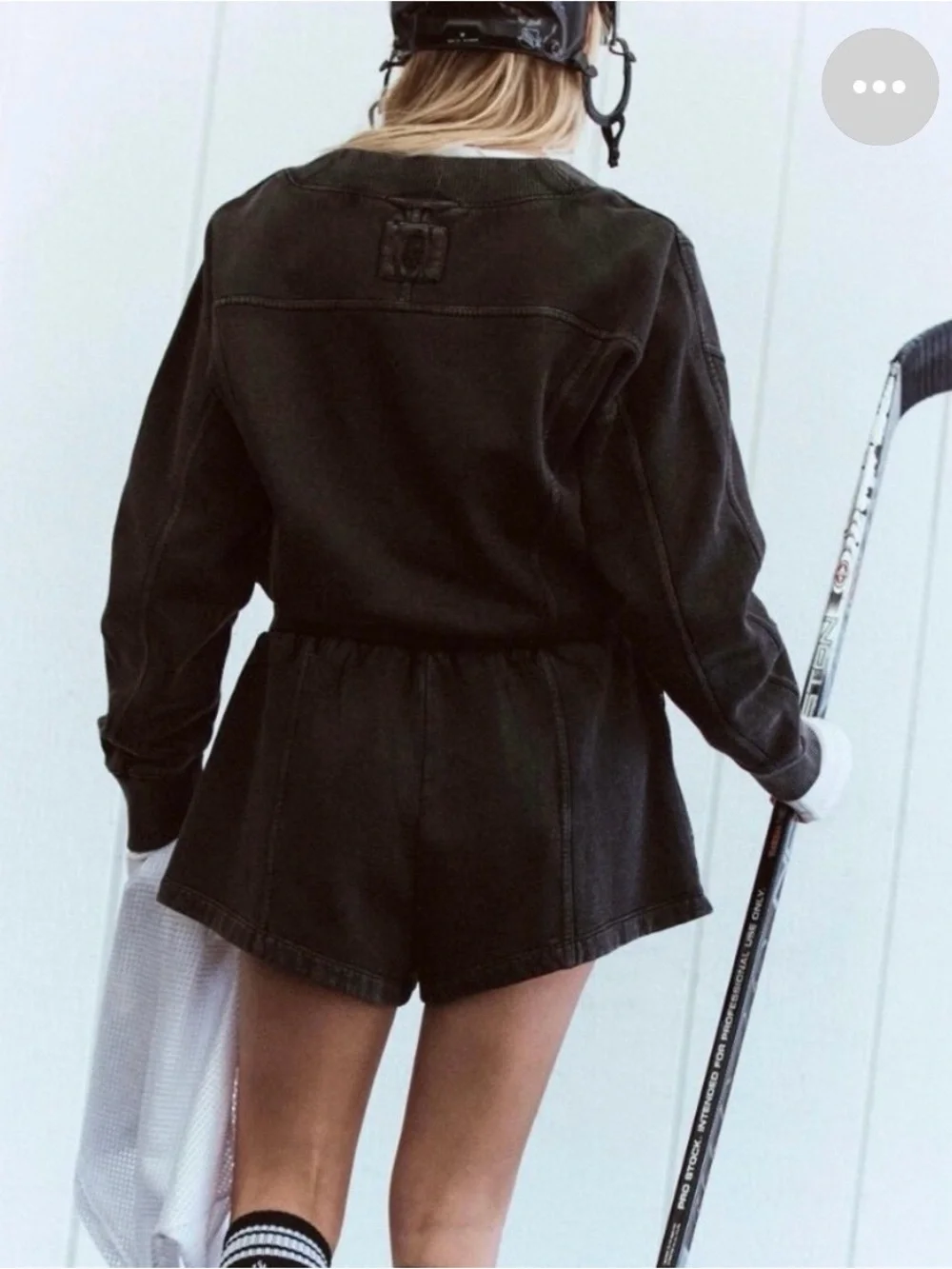 Free People stoned washed Black Intercept Romper Size L NWT